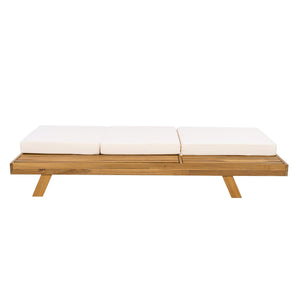 English Elm Christopher Knight Home® - Lounge Chaise Set - Adjustable Acacia Wood Frame With Cream Cushion, Perfect For Outdoor Relaxation N770P253442T_N770P208317C