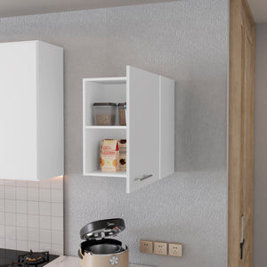 English Elm So- So- Hi Wall Cabinet Melamine One Door White - Compact 2-Shelf Wall-Mounted Kitchen Organizer B128P237140