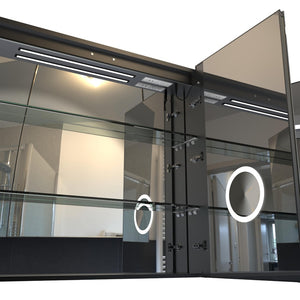 English Elm Matte Black Aluminum Medicine Cabinet with Led Lighting and Fog-free Vanity Mirror T3785P491992