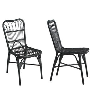 English Elm Christopher Knight Home® - Outdoor Hand-Woven PE Rattan Patio Dining Chairs Set of 2 with Iron Frame 400lb Capacity, No Assembly Required Black+Gery N762P236148G