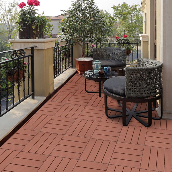 English Elm Plastic Interlocking Deck Tiles Hardwood Look Waterproof Patio Pool Outdoor 44 Sqft W2882P204558
