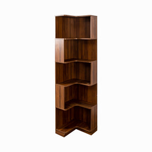 English Elm Corner 5-Tier Book Shelf with LED Accent Lighting, Space-Saving L-Shaped Corner Bookcase for Home Walnut W331P293305