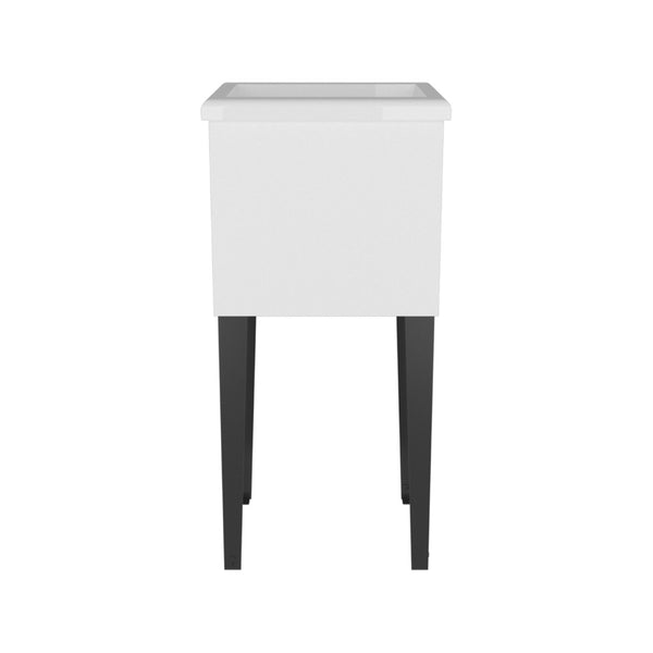 English Elm Katy Compact White Utility Sink with Slender Metal Legs for Laundry Mudroom Use B128S00246