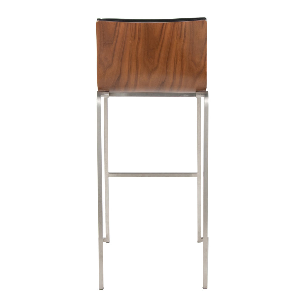 English Elm Mason Mara 30" Fixed-Height Barstools In Stainless Steel & Walnut Wood - Stylish Set Of 2 For Home Bars B202P222251