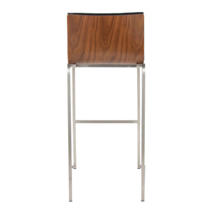 English Elm Mason Mara 30" Fixed-Height Barstools In Stainless Steel & Walnut Wood - Stylish Set Of 2 For Home Bars B202P222251