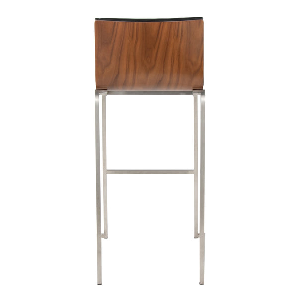 English Elm Mason Mara 30" Fixed-Height Barstools In Stainless Steel & Walnut Wood - Stylish Set Of 2 For Home Bars B202P222251
