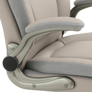 OSP Home Furnishings Big and Tall Ergonomic Office Chair with Lumbar Support Leather Seat 400 Lb Capacity Taupe ECH14517BT-EC21