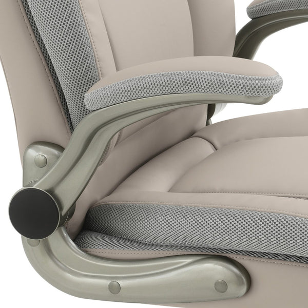 OSP Home Furnishings Big and Tall Ergonomic Office Chair with Lumbar Support Leather Seat 400 Lb Capacity Taupe ECH14517BT-EC21