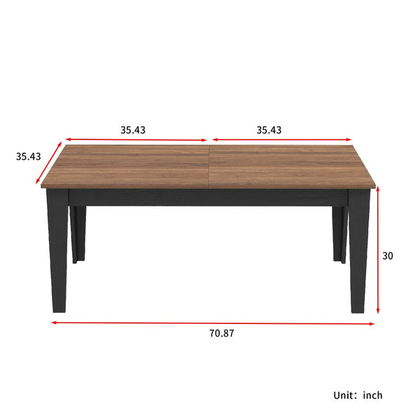 English Elm Dining Table Extendable Woodgrain Melamine Top Seats up to Ten Open Plan Kitchen Walnut+Black W331S00206