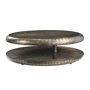 English Elm Brancaster Bronze Aluminum Finish Coffee Table with 360° Swivel Patchwork Design, Durable Mix Materials B2726P246355