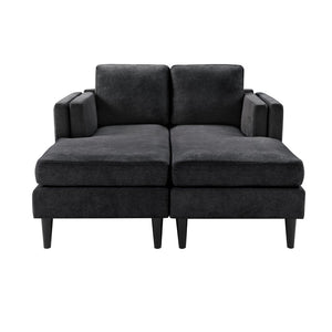 English Elm Swivel Barrel Accent Chair Chenille Tufted Round Club Seat for Living Room Lounge Black N719S002310B