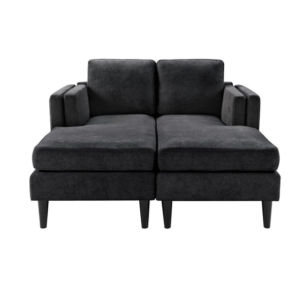 English Elm Swivel Barrel Accent Chair Chenille Tufted Round Club Seat for Living Room Lounge Black N719S002310B