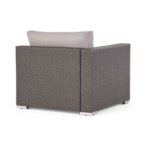 English Elm Christopher Knight Home® - SANTA SANTA ROSA Left Armchair in Grey Rattan with Aluminum Frame — Weatherproof, Modern Comfort Grey+Silver 65057.00ALUGRY