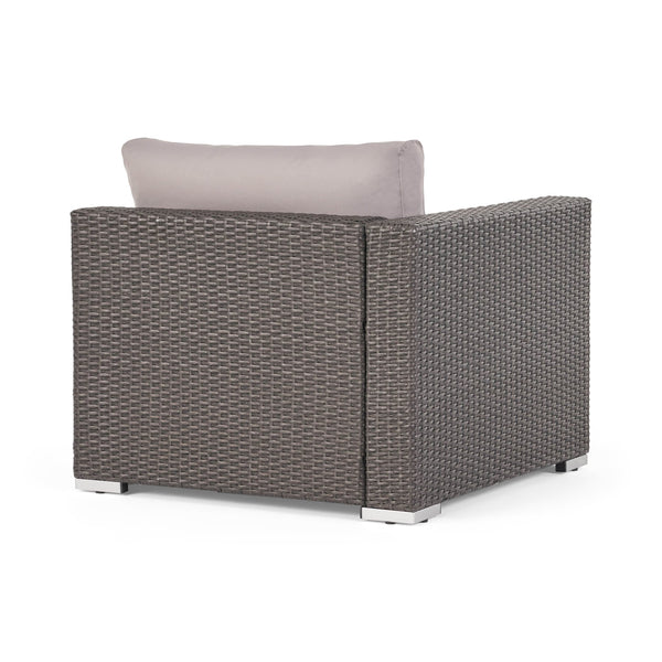 English Elm Christopher Knight Home® - SANTA SANTA ROSA Left Armchair in Grey Rattan with Aluminum Frame — Weatherproof, Modern Comfort Grey+Silver 65057.00ALUGRY