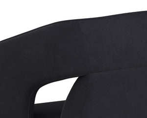 Sunpan Kendrick Wheeled Dining Armchair - Futuristic Design with Comfortable Seating and Cut-Out Armrests Abbington Black