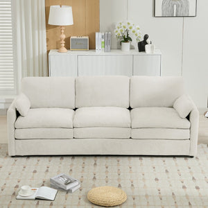 English Elm 101.2" Modular Chenille Sectional Sofa with Tufted Cushions and Deep Seating for Living Room Beige N719S001922A