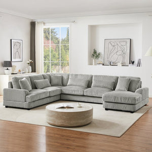 English Elm 101.2" Modular Chenille Sectional Sofa with Tufted Cushions and Deep Seating for Living Room N719S001691E