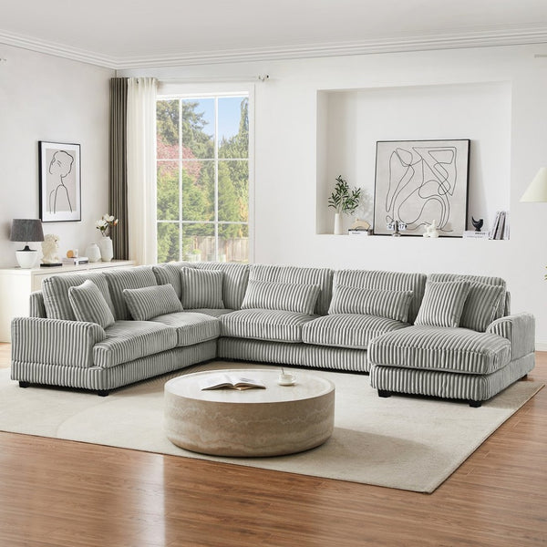 English Elm 101.2" Modular Chenille Sectional Sofa with Tufted Cushions and Deep Seating for Living Room N719S001691E