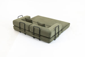 English Elm Full Foam Modular Sofa Bed Corduroy Upholstered Convertible Lounger for Studio Apartments Green W3326P450805