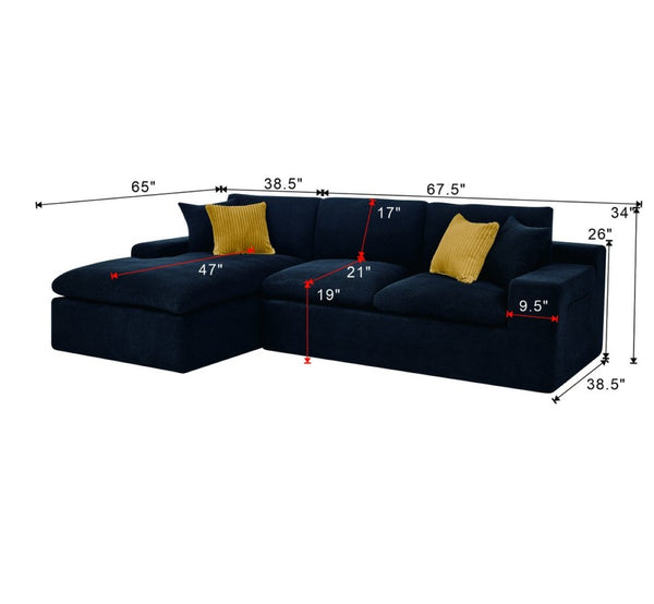 English Elm Cloud Sectional Sofa High Density Foam Deep Seat Modern Living Room Couch W5568S00003
