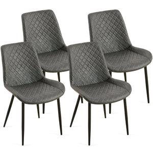 English Elm Dark Grey Set Of 4 Leathaire Dining Chairs - Stylish Mid-Century Armless Side Chairs For Any Space W1164P225818