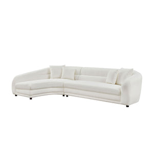 English Elm 125.2 Inch Curved Modular Sectional Sofa White Polyester Upholstered Living Room Couch W2582S00193