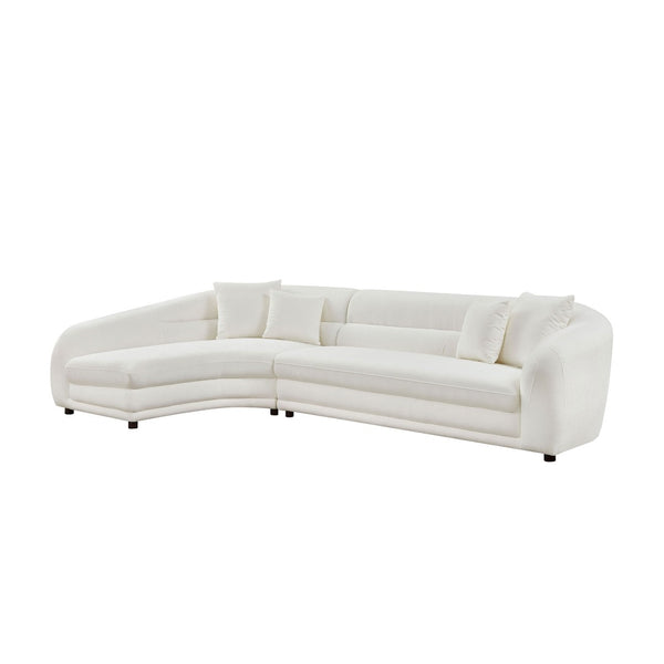 English Elm 125.2 Inch Curved Modular Sectional Sofa White Polyester Upholstered Living Room Couch W2582S00193