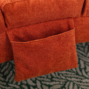 English Elm Linen Ergonomic Massage Chaise Lounge with Remote Control, 140° Recline, Foam Cushion Comfort and Sturdy Frame Orange W39539622