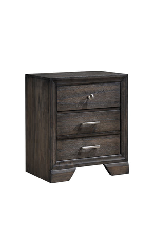 English Elm 1pc Nightstand with Two Drawers and Beveled Mirror Accents, Solid Wood Construction, Chic Storage Gray 25.98 L x 18.39 W x 30.71 H B2741P325737