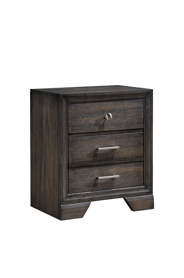 English Elm 1pc Nightstand with Two Drawers and Beveled Mirror Accents, Solid Wood Construction, Chic Storage Gray 25.98 L x 18.39 W x 30.71 H B2741P325737