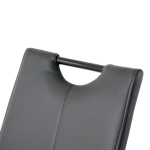 English Elm Modern White Pu Leather Dining Chairs with Black Metal Legs Ergonomic Set of 2 Charcoal+Grey W210P199090