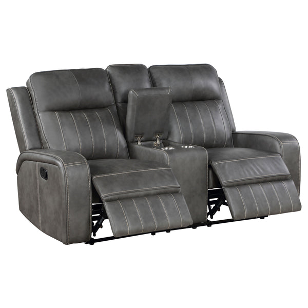 English Elm Forrest Grey 2-Piece Motion Reclining Sofa Set - Modern Faux Leather Channel Tufted Gray Comfort Lounge B062S01274