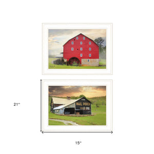 Homeroots Set Of Two Mail Pouch Barn And Mill 1 White Framed Print Wall Art  Paper 407010