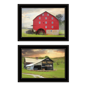 Homeroots Set Of Two Mail Pouch Barn And Mill 2 Black Framed Print Wall Art  Paper 407011
