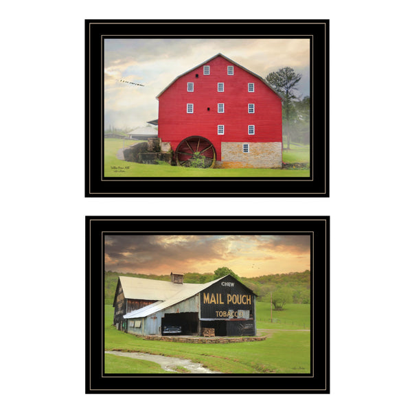 Homeroots Set Of Two Mail Pouch Barn And Mill 2 Black Framed Print Wall Art  Paper 407011