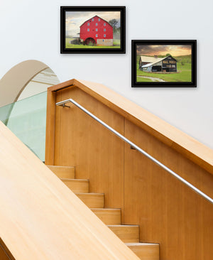 Homeroots Set Of Two Mail Pouch Barn And Mill 2 Black Framed Print Wall Art  Paper 407011