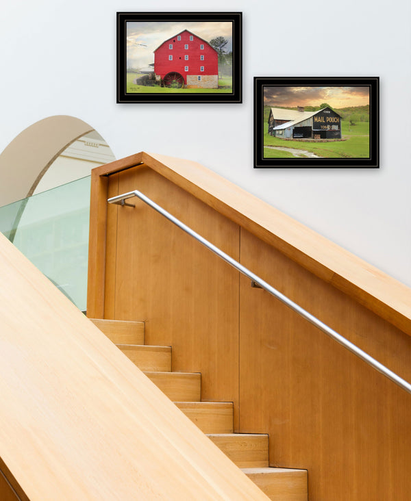 Homeroots Set Of Two Mail Pouch Barn And Mill 2 Black Framed Print Wall Art  Paper 407011