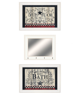 Homeroots Set Of Three Hot Bath 15 White Framed Print Bathroom Wall Art  Paper 407019