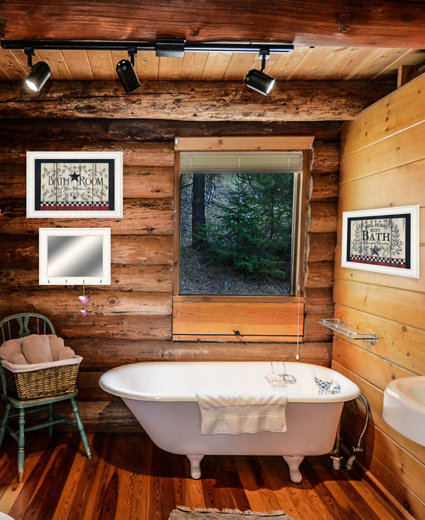 Homeroots Set Of Three Hot Bath 15 White Framed Print Bathroom Wall Art  Paper 407019