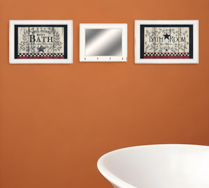 Homeroots Set Of Three Hot Bath 15 White Framed Print Bathroom Wall Art  Paper 407019