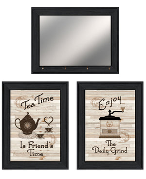 Homeroots Set Of Three Enjoy Tea Time 6 Black Framed Print Kitchen Wall Art  Paper 407029