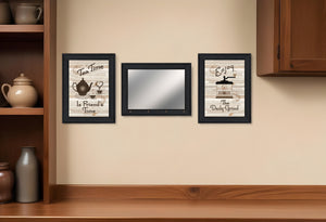 Homeroots Set Of Three Enjoy Tea Time 6 Black Framed Print Kitchen Wall Art  Paper 407029