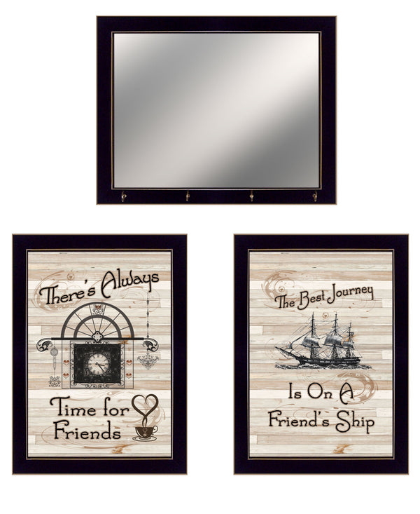 Homeroots Set Of Three Friendship Journey 8 Black Framed Print Kitchen Wall Art  Paper 407041