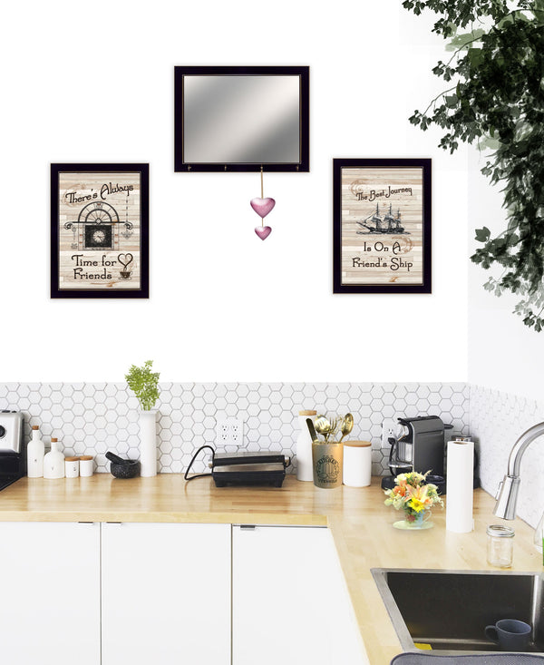 Homeroots Set Of Three Friendship Journey 8 Black Framed Print Kitchen Wall Art  Paper 407041
