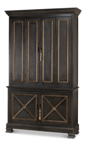 Sarreid Painted Directoire Style Bookcase - Elegant Gold & Grey Finish With 3 Removable Shelves For Storage Grey  40706