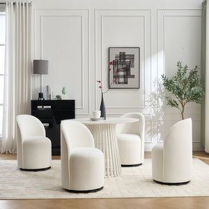 English Elm Set Velvet Swivel Barrel Accent Chair Mid Century Ergonomic Seat for Dining Vanity Cream W3244P308280
