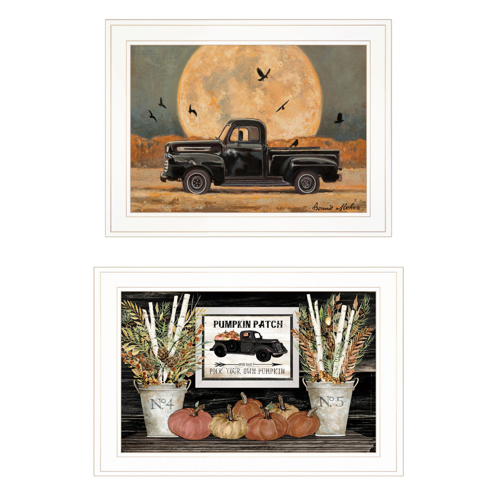 Homeroots Set Of Two Harvest Moon 1 White Framed Print Kitchen Wall Art  Paper 407061