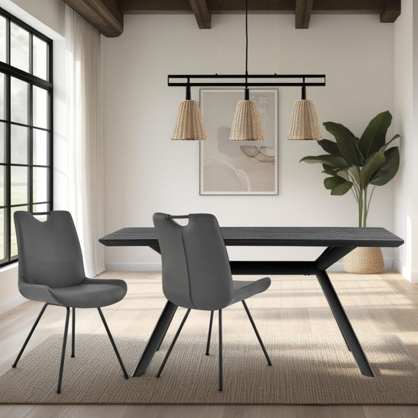 English Elm Palindra Contemporary Dining Chairs Set Of 2 In Stylish Gray Faux Leather For Modern Dining Spaces B2736P354279-GIGA