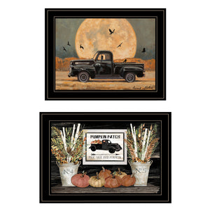 Homeroots Set Of Two Harvest Moon 2 Black Framed Print Kitchen Wall Art  Paper 407062