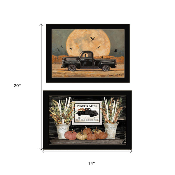 Homeroots Set Of Two Harvest Moon 3 Black Framed Print Kitchen Wall Art  Paper 407063